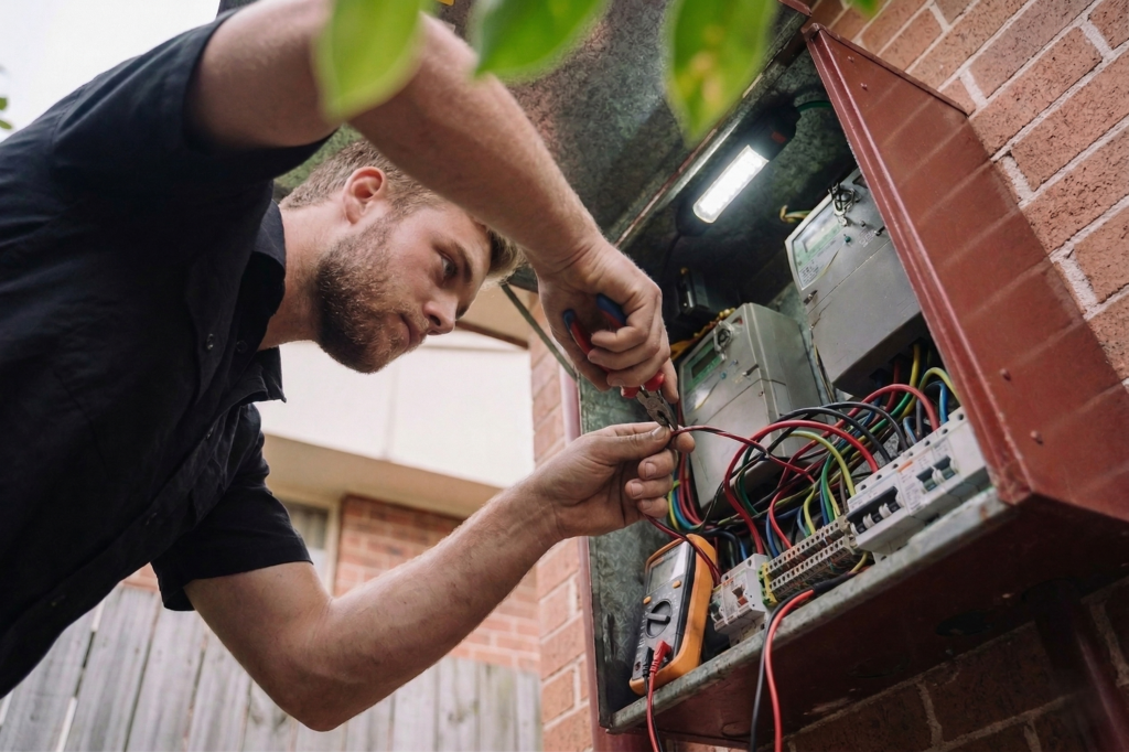 Botany electrician performing electrical work